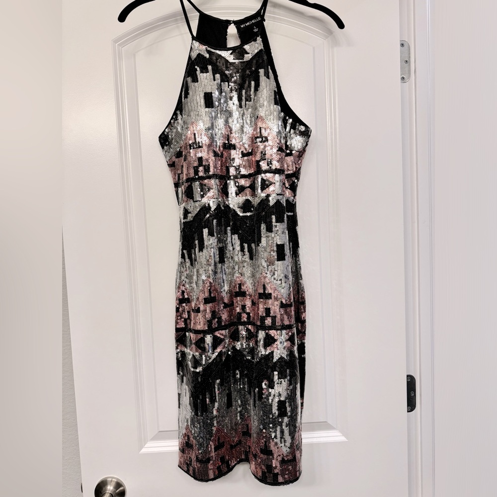 Women’s sequin dress black/silver/pink size 5